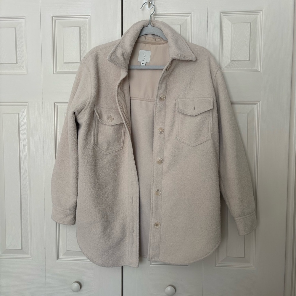 Cabincore Cream Button-Up Fleece Jacket